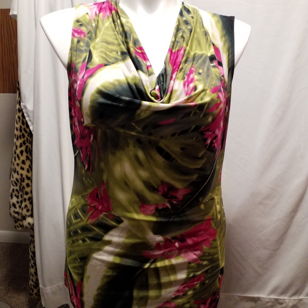Multicolor cowl neck top